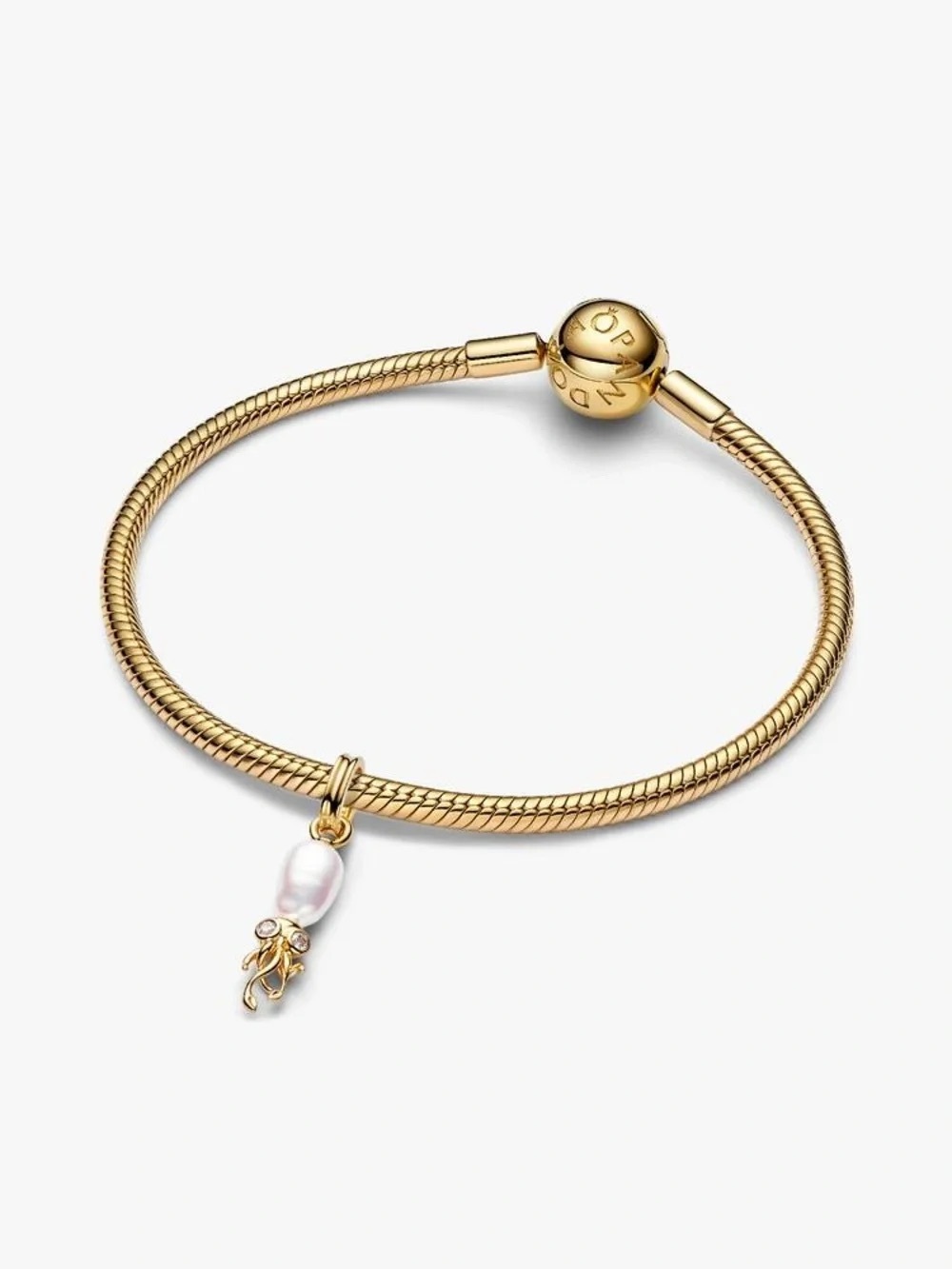 Pandora Gold Pearl Drop Charm Bracelet
